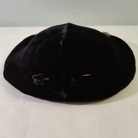 Classic Black Velvet Hat with bead accents. True Vintage 1940s GUC main image 4
